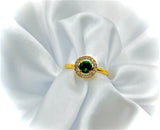 Bague Émera vert, Ajustable, , Acier inoxydable plaqué or 18.