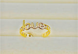 bague Love ajustable, Acier inoxydable plaqué or 18