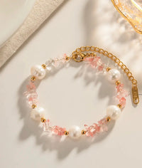 Bracelet Sophia(Quartz Rose), or 18 sur Acier inoxydable