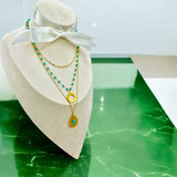 Collier Triple Harmonie, or 18 sur Acier inoxydable et pierre d'Amazonite