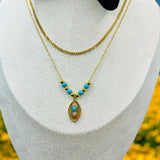 Collier TurquoiseGleam (Turquoise bleu), or 18 sur Acier inoxydable