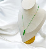 Collier Éclat Verdoyant, Acier inoxydable plaqué or 18 et pierre d'aventurine verte