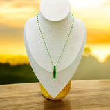 Collier Éclat Verdoyant, Acier inoxydable plaqué or 18 et pierre d'aventurine verte