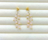 Boucles d'oreilles Maya(Quartz Rose), Acier inoxydable plaqué or 18.