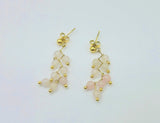 Boucles d'oreilles Maya(Quartz Rose), Acier inoxydable plaqué or 18.