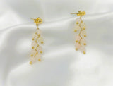 Boucles d'oreilles Maya(Quartz Rose), Acier inoxydable plaqué or 18.